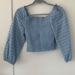 Smocked Square Neck Crop Top